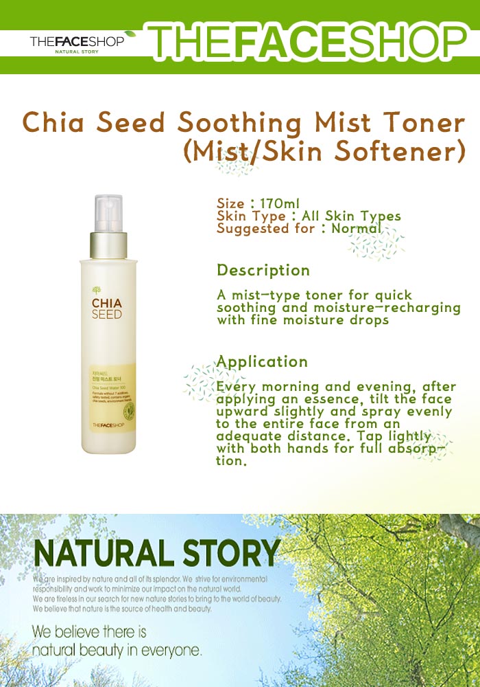 [The Face Shop] Chia Seed Soothing Mist Toner (Skin Softener) 170ml