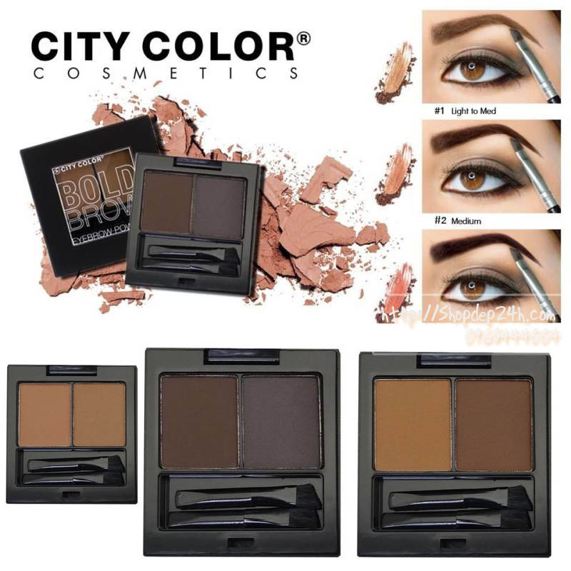 Phấn 2 ô tán chân mày City Color Brow Duo 3 tone màu 2g